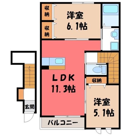 古河駅 バス13分  坂間自治会議所下車：停歩23分 2階の物件間取画像